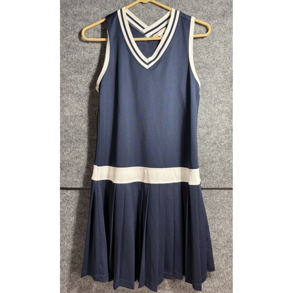 Nanette Lepore Dress Womens Medium Blue Sleeveless Pleated Tennis Preppy